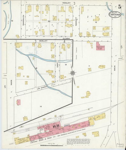 Sanborn Fire Insurance Map from Carthage, Rush County, Indiana (1916), Sheet #0005 - Historic Sanborn Fire Insurance Map Print, vintage old map wall art, antique decor, genealogy gift, Indiana Indiana map