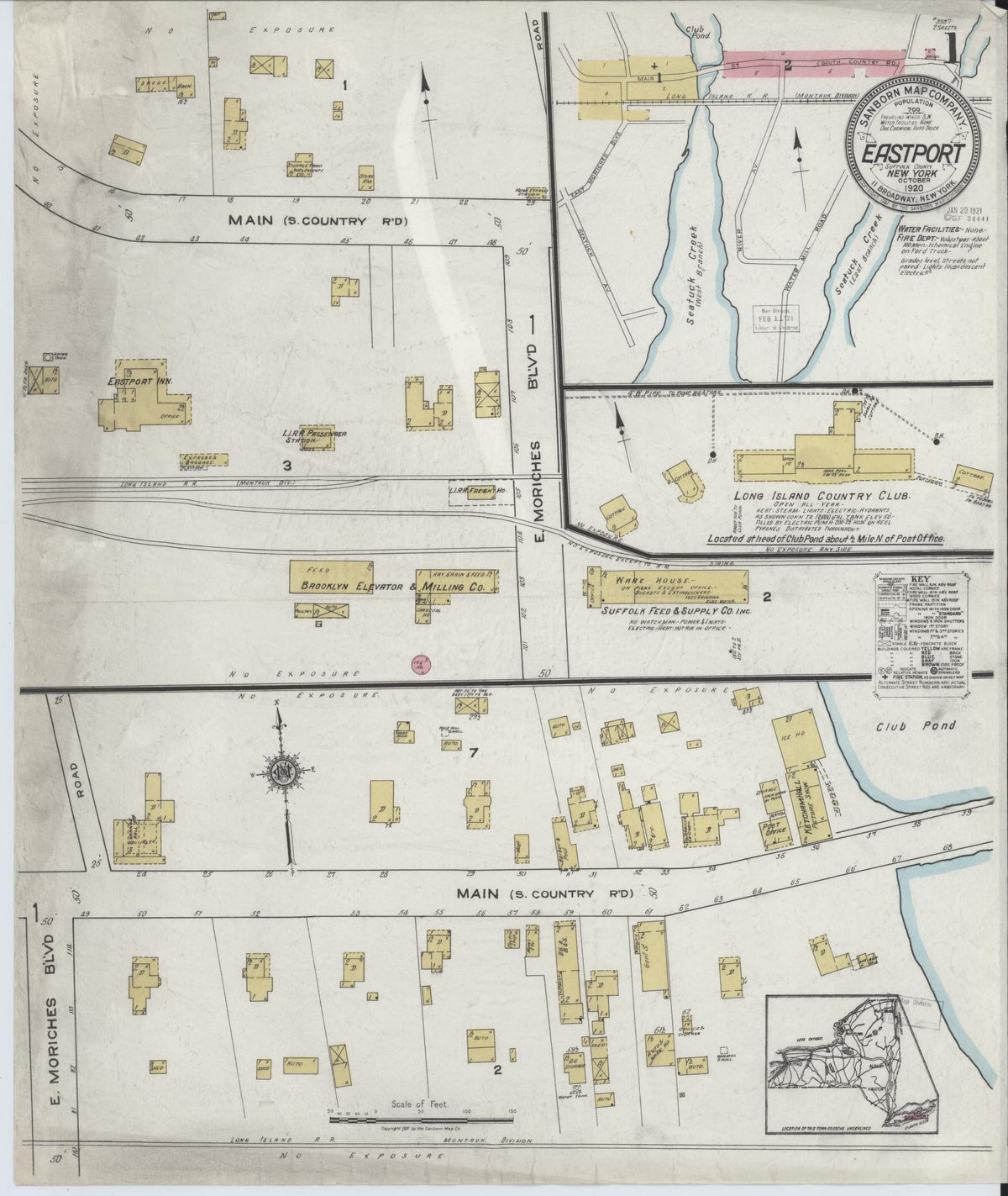 Sanborn Fire Insurance Map from Eastport, Suffolk County, New York (1920), Sheet #0001 - Complete Map Set gallery image, historic Sanborn map, vintage wall art, New York New York