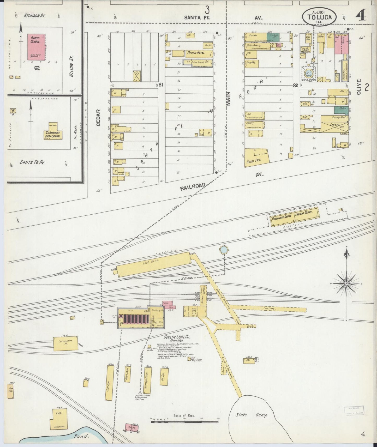 Sanborn Fire Insurance Map from Toluca, Marshall County, Illinois (1901), Sheet #0004 - Complete Map Set gallery image, historic Sanborn map, vintage wall art, Illinois Illinois