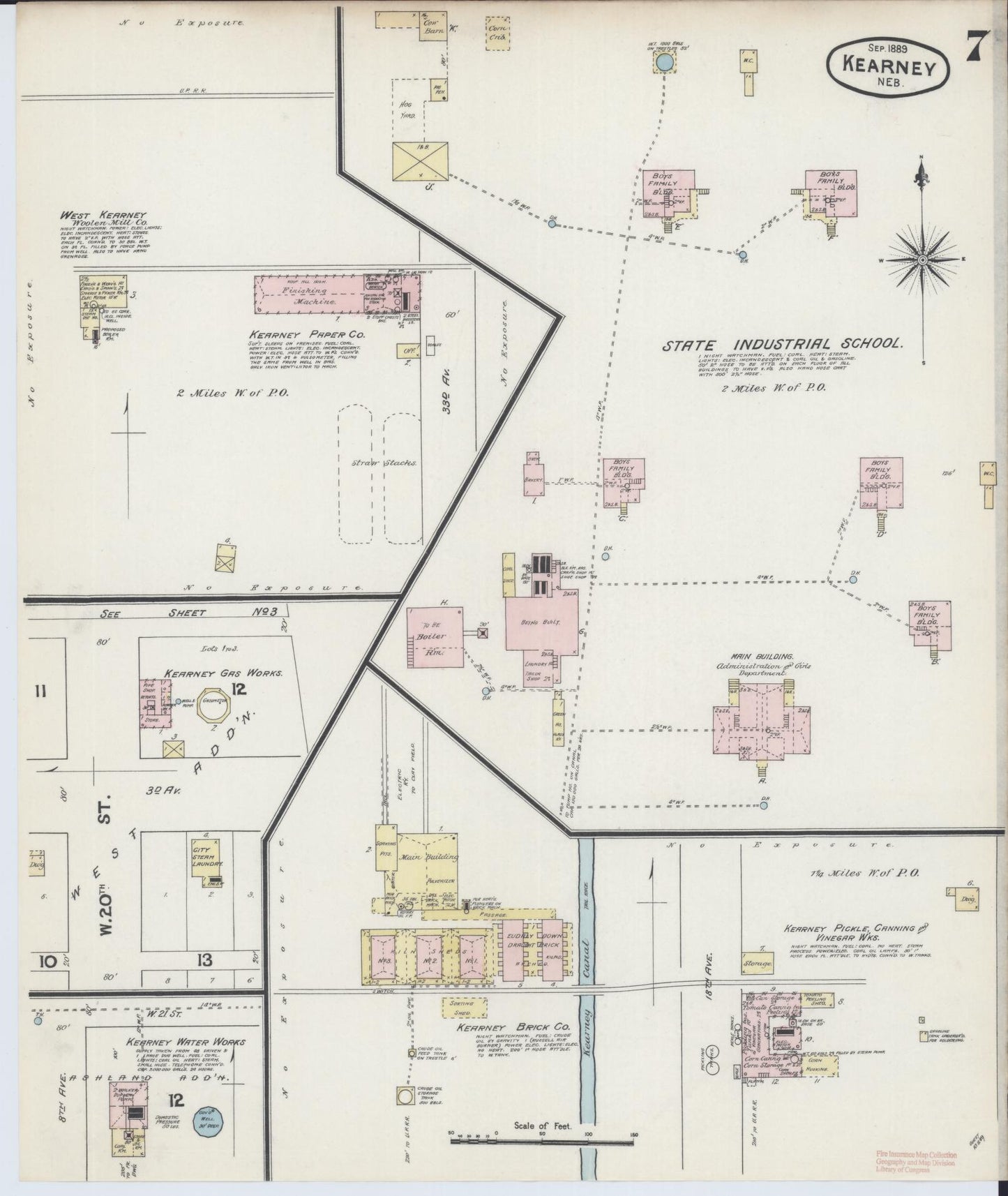 Sanborn Fire Insurance Map from Kearney, Buffalo County, Nebraska (1889), Sheet #0007 - Complete Map Set gallery image, historic Sanborn map, vintage wall art, Nebraska Nebraska