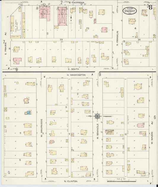 Sanborn Fire Insurance Map from Dwight, Livingston County, Illinois (1914), Sheet #0008 - Historic Sanborn Fire Insurance Map Print, vintage old map wall art, antique decor, genealogy gift, Illinois Illinois map