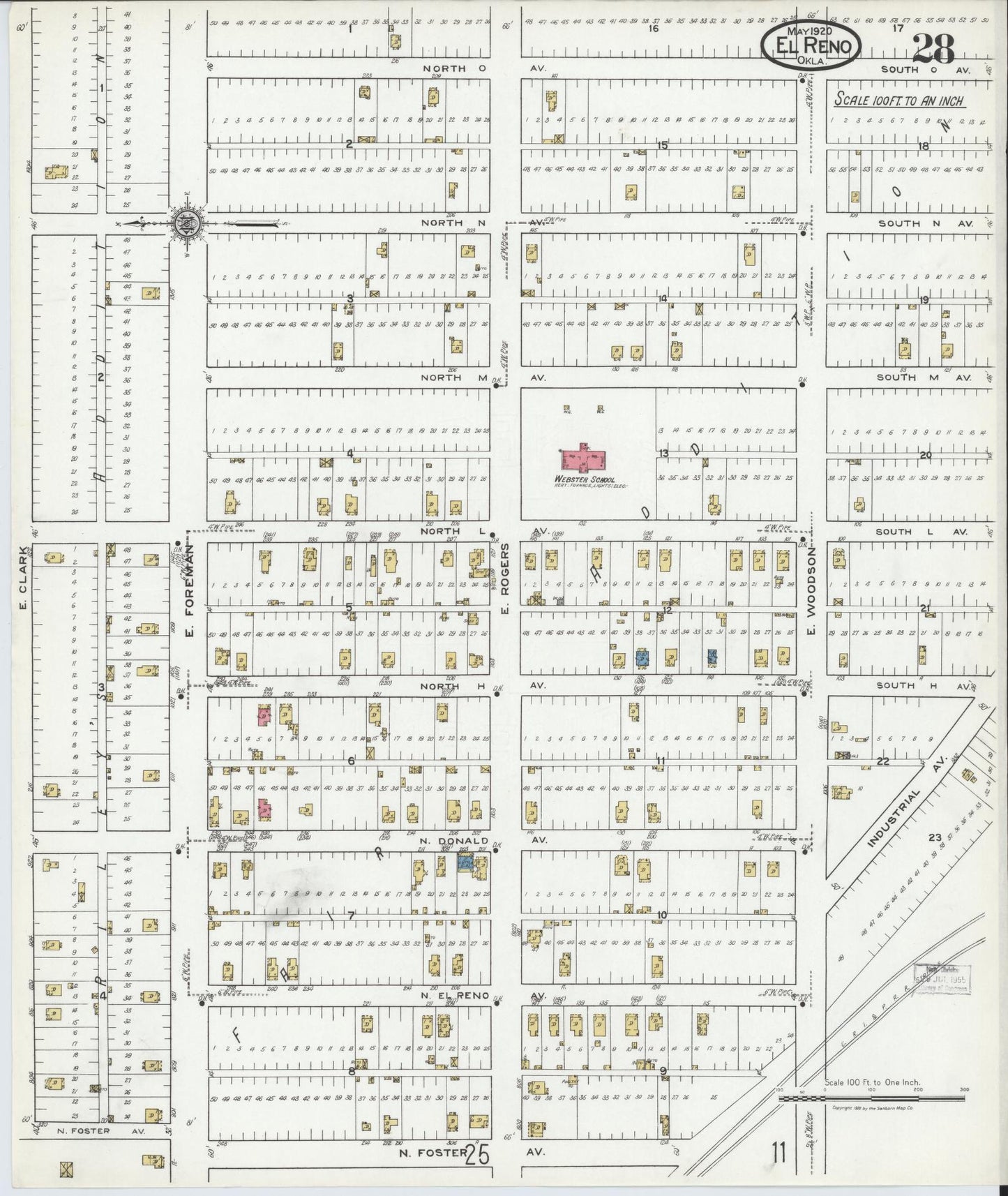 Sanborn Fire Insurance Map from El Reno, Canadian County, Oklahoma (1920), Sheet #0028 - Complete Map Set gallery image, historic Sanborn map, vintage wall art, Oklahoma Oklahoma