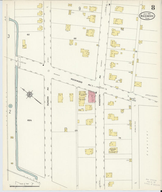 Sanborn Fire Insurance Map from Rockwood, Roane County, Tennessee (1913), Sheet #0008 - Historic Sanborn Fire Insurance Map Print, vintage old map wall art, antique decor, genealogy gift, Tennessee Tennessee map