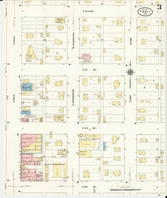 Sanborn Fire Insurance Map from Pratt, Pratt County, Kansas (1911), Sheet #0003 - Historic Sanborn Fire Insurance Map Print, vintage old map wall art, antique decor, genealogy gift, Kansas Kansas map