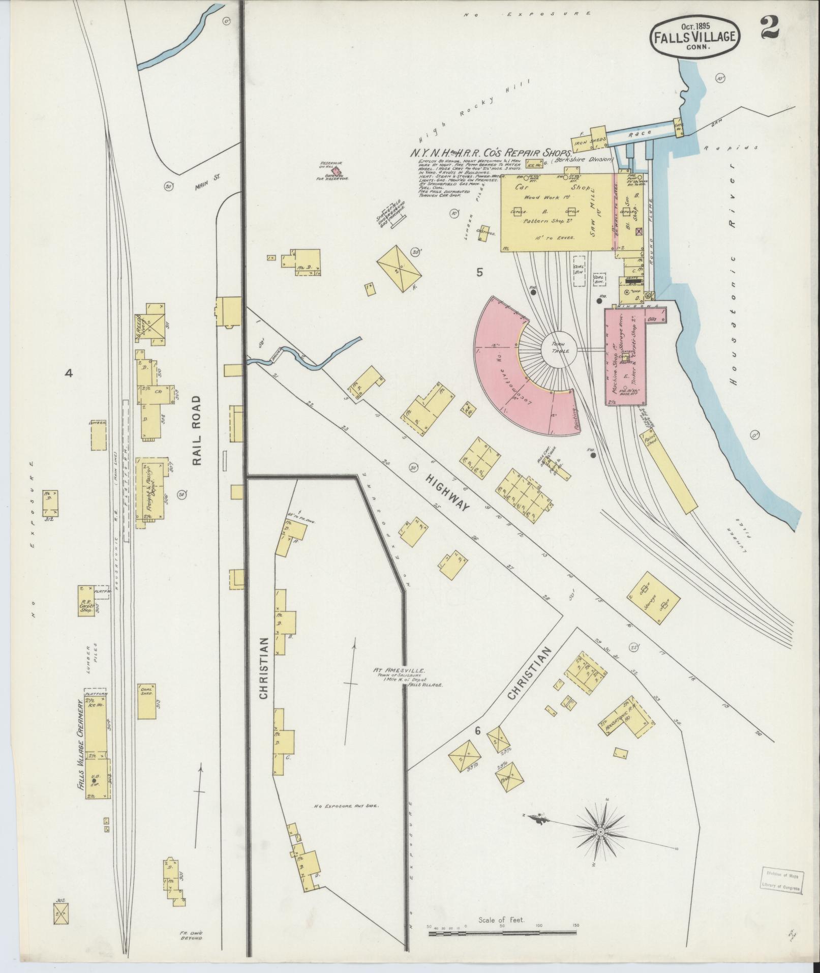 Sanborn Fire Insurance Map from Falls Village, Litchfield County, Connecticut (1895), Sheet #0002 - Complete Map Set gallery image, historic Sanborn map, vintage wall art, Connecticut Connecticut