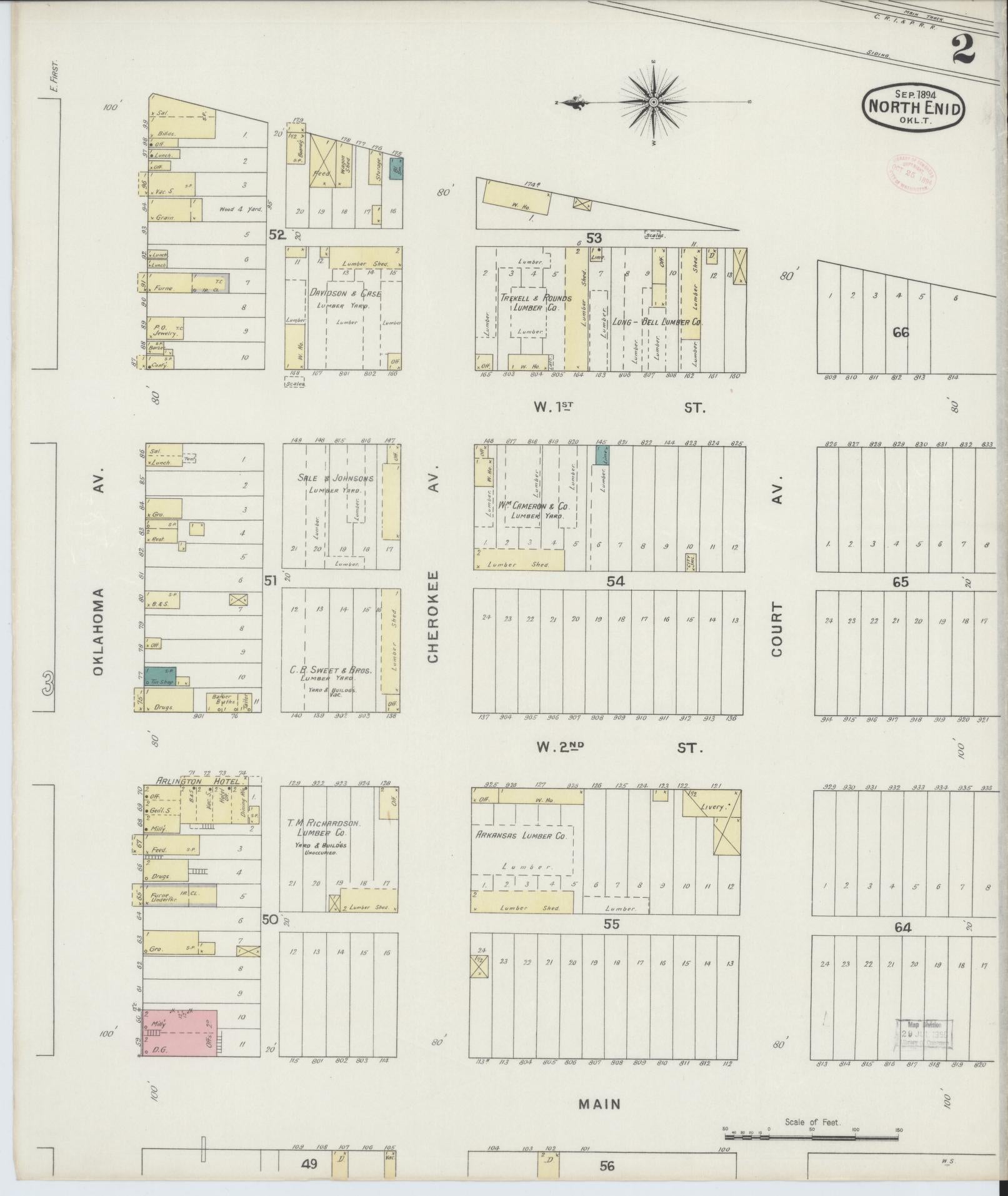 Sanborn Fire Insurance Map from North Enid, Garfield County, Oklahoma (1894), Sheet #0002 - Complete Map Set gallery image, historic Sanborn map, vintage wall art, Oklahoma Oklahoma