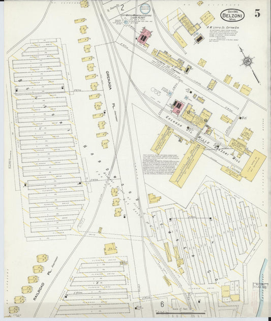 Sanborn Fire Insurance Map from Belzoni, Washington County, Mississippi (1915), Sheet #0005 - Historic Sanborn Fire Insurance Map Print, vintage old map wall art, antique decor, genealogy gift, Mississippi Mississippi map