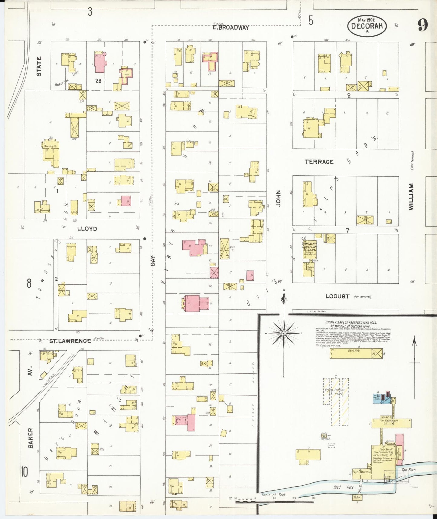 Sanborn Fire Insurance Map from Decorah, Winneshiek County, Iowa (1902), Sheet #0009 - Historic Sanborn Fire Insurance Map Print, vintage old map wall art