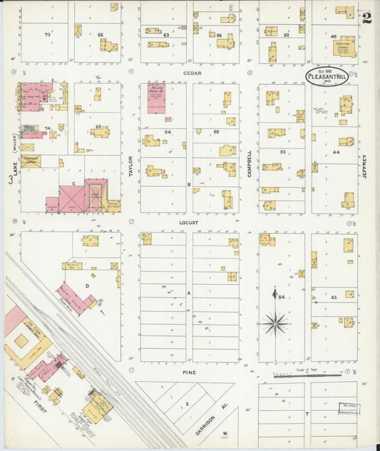 Sanborn Fire Insurance Map from Pleasant Hill, Cass County, Missouri (1906), Sheet #0002 - Historic Sanborn Fire Insurance Map Print, vintage old map wall art, antique decor, genealogy gift, Missouri Missouri map