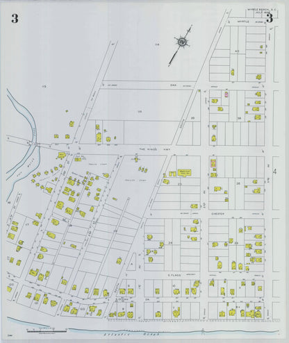 Sanborn Fire Insurance Map from Myrtle Beach, Horry County, South Carolina (1938), Sheet #0003 - Complete Map Set gallery image, historic Sanborn map, vintage wall art, South Carolina South Carolina
