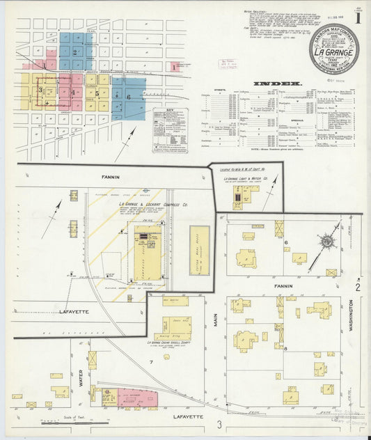 Sanborn Fire Insurance Map from La Grange, Fayette County, Texas (1912), Sheet #0001 - Complete Map Set gallery image, historic Sanborn map, vintage wall art, Texas Texas