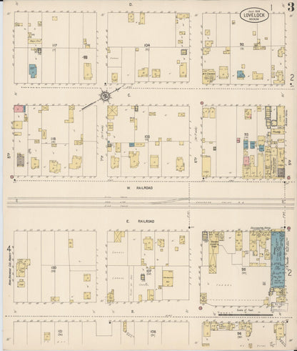 Sanborn Fire Insurance Map from Lovelock, Pershing County, Nevada (1914), Sheet #0003 - Complete Map Set gallery image, historic Sanborn map, vintage wall art, Nevada Nevada