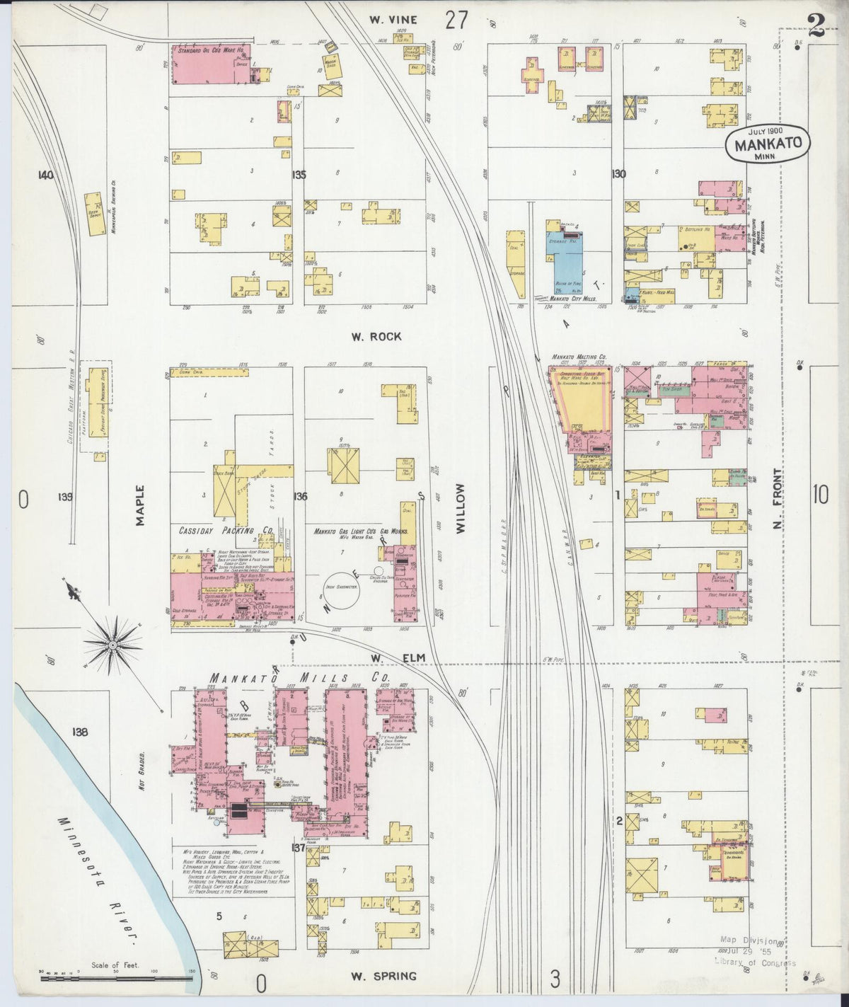 Sanborn Fire Insurance Map from Mankato, Blue Earth County, Minnesota (1900), Sheet #0002 - Complete Map Set gallery image, historic Sanborn map, vintage wall art, Minnesota Minnesota