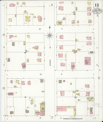Sanborn Fire Insurance Map from Provo, Utah County, Utah (1908), Sheet #0011 - Complete Map Set gallery image, historic Sanborn map, vintage wall art, Provo Utah