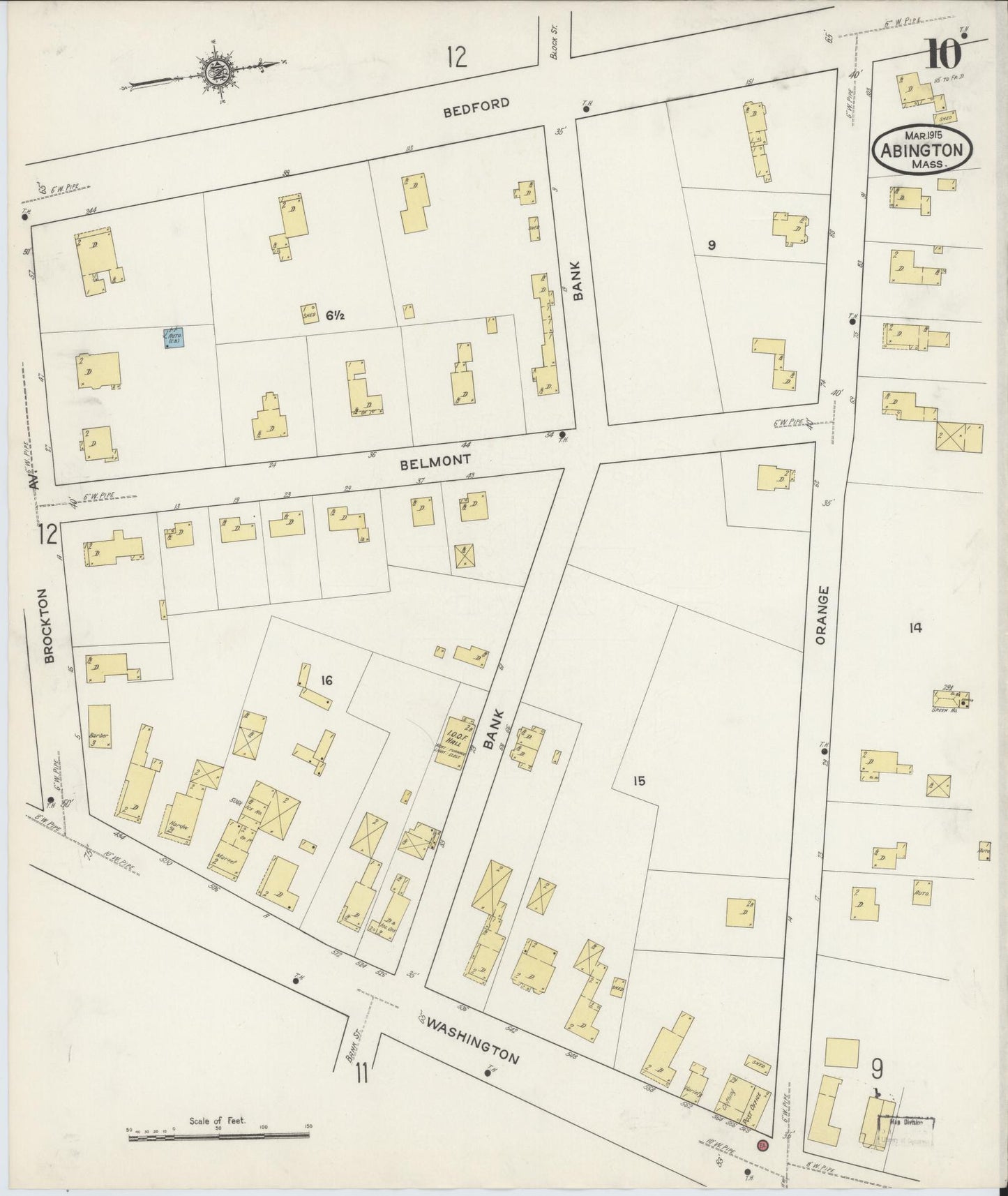 Sanborn Fire Insurance Map from Abington, Plymouth County, Massachusetts (1915), Sheet #0010 - Complete Map Set gallery image, historic Sanborn map, vintage wall art, Massachusetts Massachusetts