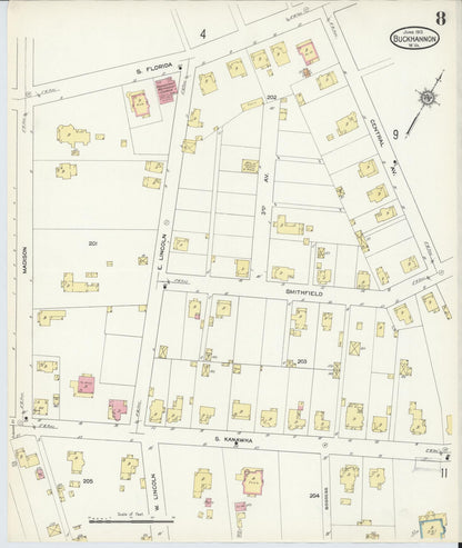 Sanborn Fire Insurance Map from Buckhannon, Upshur County, West Virginia (1913), Sheet #0008 - Complete Map Set gallery image, historic Sanborn map, vintage wall art, West Virginia West Virginia
