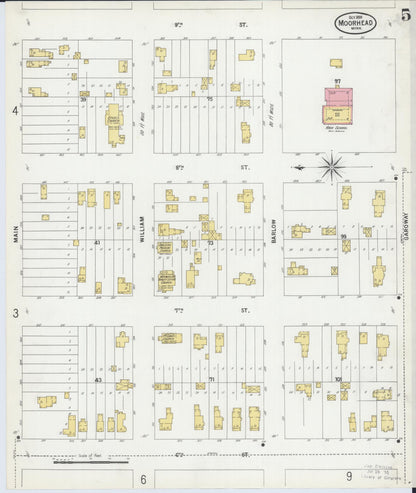 Sanborn Fire Insurance Map from Moorhead, Clay County, Minnesota (1899), Sheet #0005 - Historic Sanborn Fire Insurance Map Print, vintage old map wall art, antique decor, genealogy gift, Minnesota Minnesota map