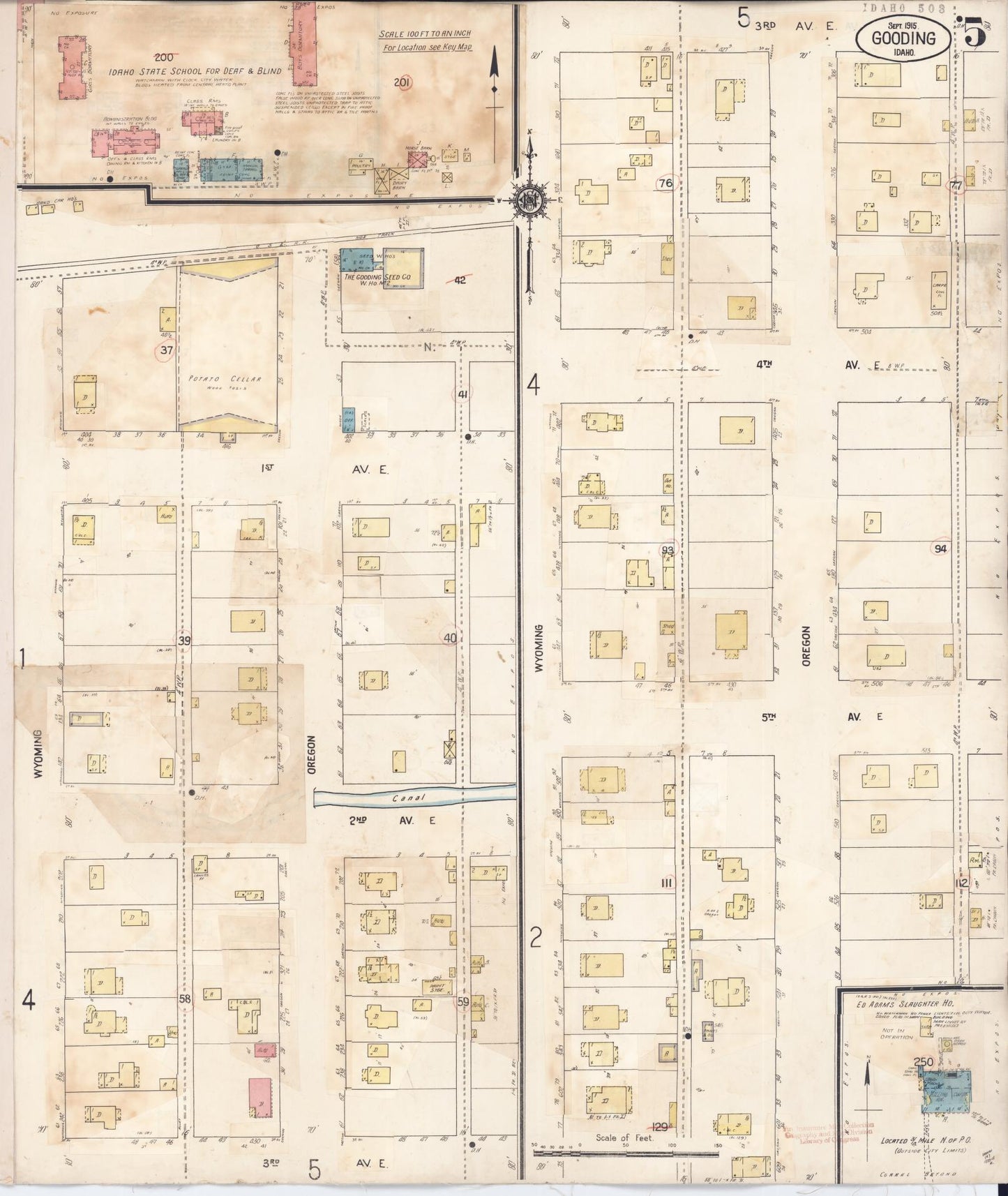 Sanborn Fire Insurance Map from Gooding, Gooding County, Idaho (1941), Sheet #0005 - Historic Sanborn Fire Insurance Map Print, vintage old map wall art, antique decor, genealogy gift, Idaho Idaho map