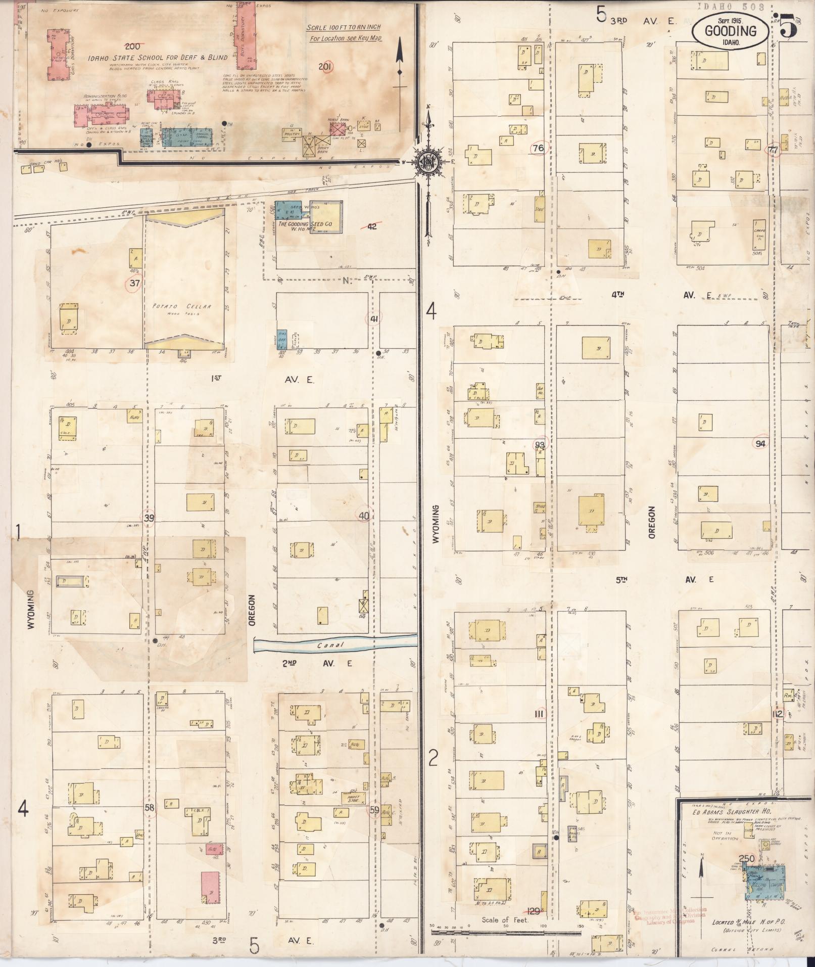 Sanborn Fire Insurance Map from Gooding, Gooding County, Idaho (1941), Sheet #0005 - Historic Sanborn Fire Insurance Map Print, vintage old map wall art, antique decor, genealogy gift, Idaho Idaho map
