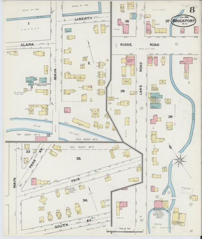 Sanborn Fire Insurance Map from Brockport, Monroe County, New York (1892), Sheet #0008 - Complete Map Set gallery image, historic Sanborn map, vintage wall art, New York New York