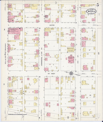 Sanborn Fire Insurance Map from Waterloo, Monroe County, Illinois (1913), Sheet #0005 - Historic Sanborn Fire Insurance Map Print, vintage old map wall art, antique decor, genealogy gift, Illinois Illinois map