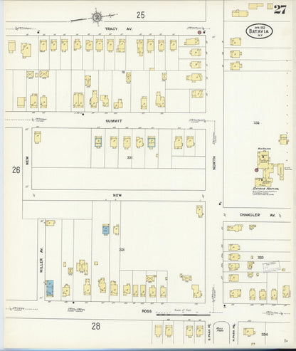 Sanborn Fire Insurance Map from Batavia, Genesee County, New York (1912), Sheet #0027 - Complete Map Set gallery image, historic Sanborn map, vintage wall art, New York New York