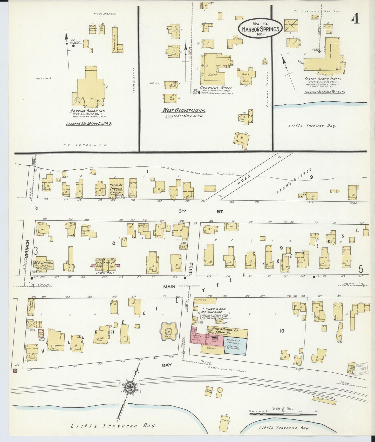 Sanborn Fire Insurance Map from Harbor Springs, Emmet County, Michigan (1912), Sheet #0004 - Complete Map Set gallery image, historic Sanborn map, vintage wall art, Michigan Michigan