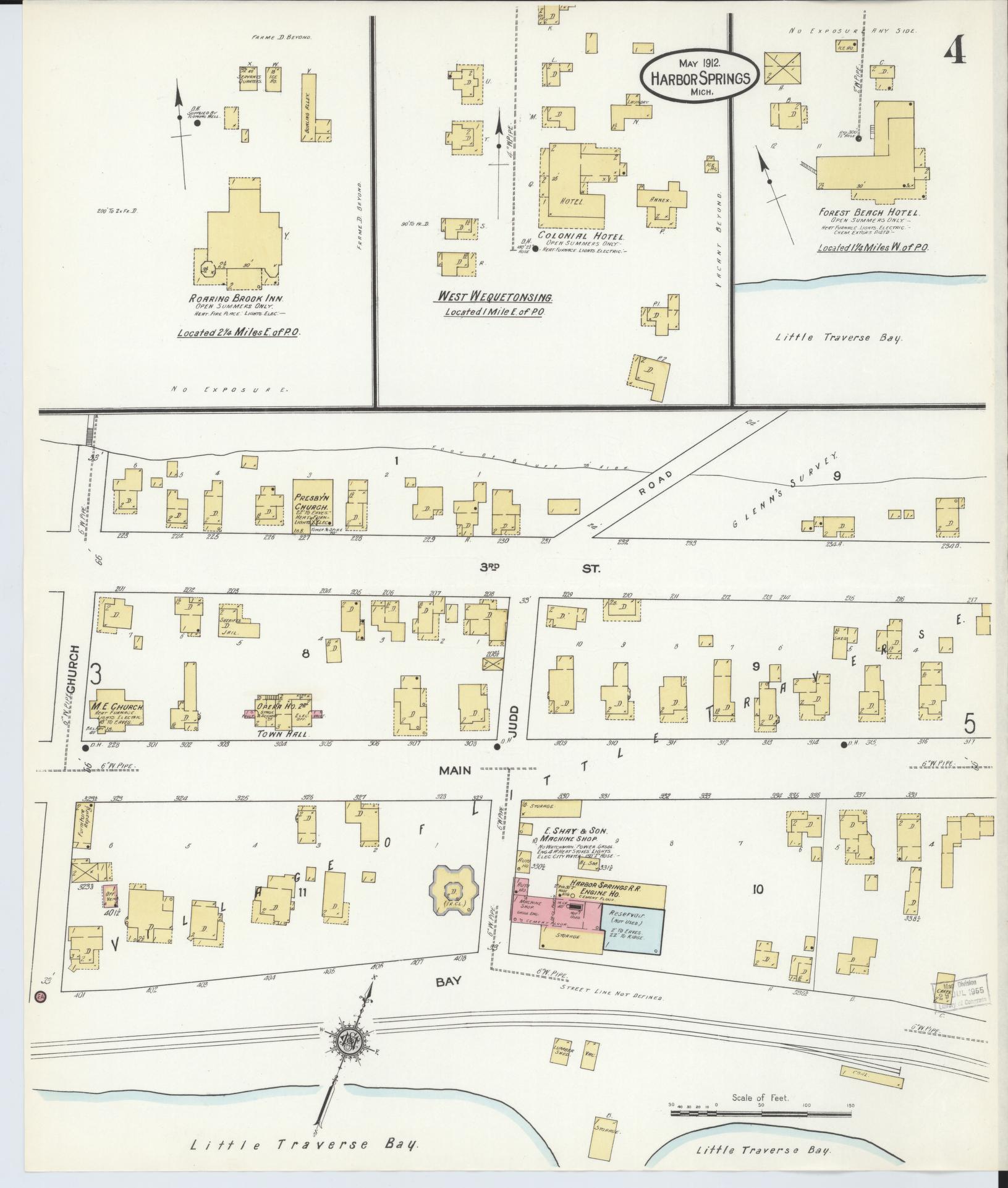 Sanborn Fire Insurance Map from Harbor Springs, Emmet County, Michigan (1912), Sheet #0004 - Complete Map Set gallery image, historic Sanborn map, vintage wall art, Michigan Michigan