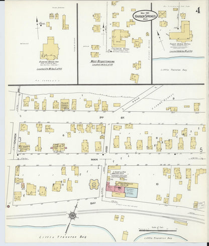Sanborn Fire Insurance Map from Harbor Springs, Emmet County, Michigan (1912), Sheet #0004 - Complete Map Set gallery image, historic Sanborn map, vintage wall art, Michigan Michigan