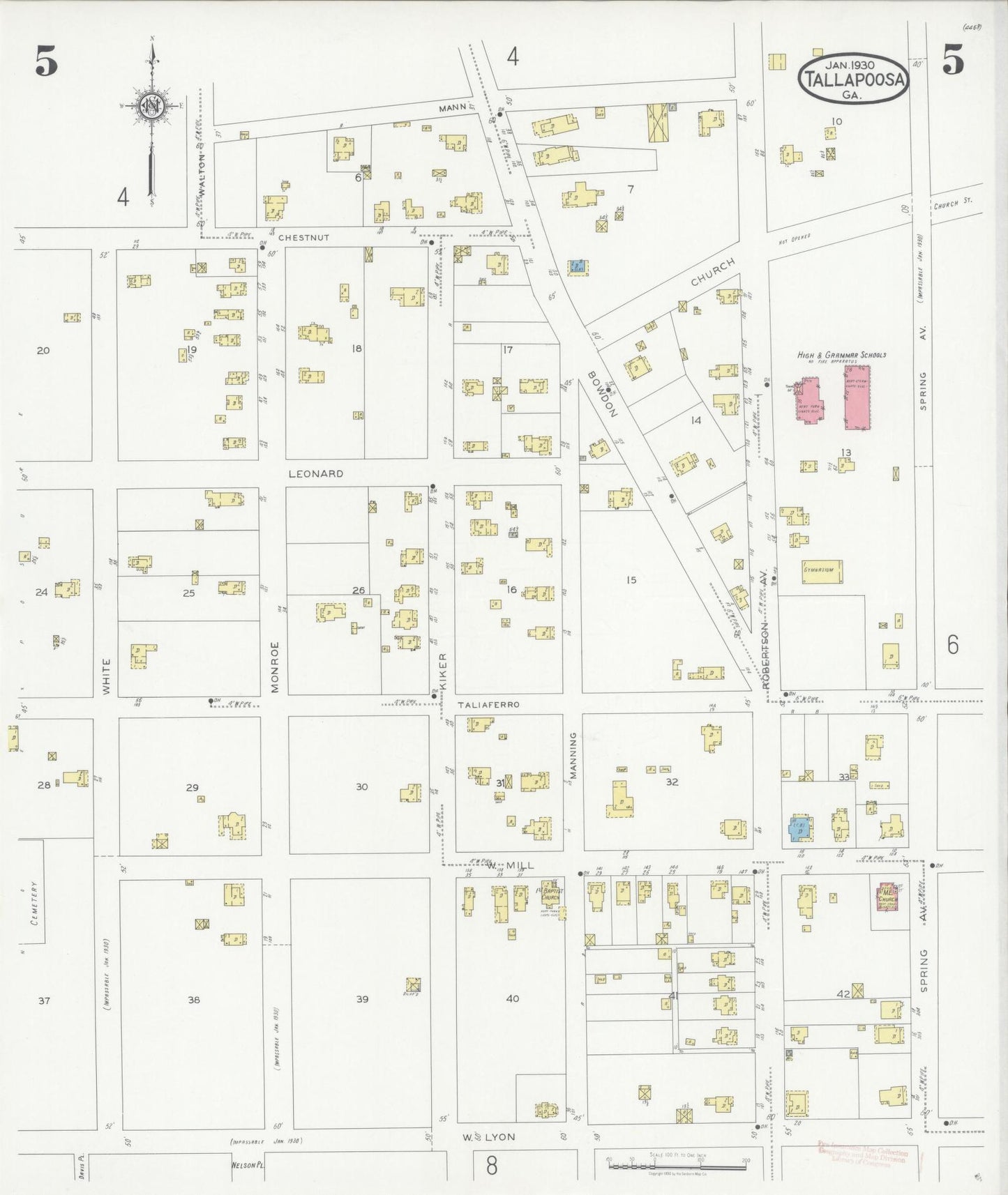Sanborn Fire Insurance Map from Tallapoosa, Haralson County, Georgia (1930), Sheet #0005 - Complete Map Set gallery image, historic Sanborn map, vintage wall art, Georgia Georgia