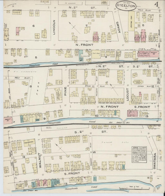 Sanborn Fire Insurance Map from Steelton, Dauphin County, Pennsylvania (1884), Sheet #0004 - Historic Sanborn Fire Insurance Map Print, vintage old map wall art, antique decor, genealogy gift, Pennsylvania Pennsylvania map