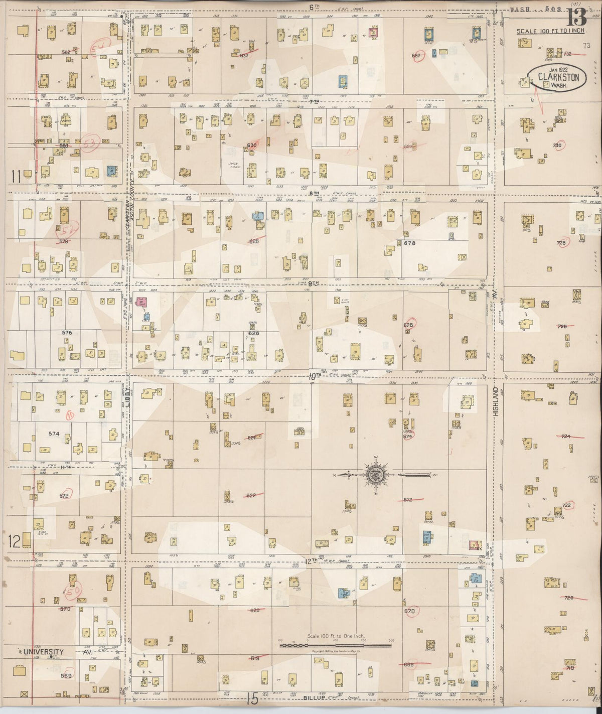 Sanborn Fire Insurance Map from Clarkston, Asotin County, Washington (1949), Sheet #0013 - Historic Sanborn Fire Insurance Map Print, vintage old map wall art, antique decor, genealogy gift, Washington Washington map