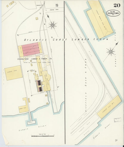 Sanborn Fire Insurance Map from Georgetown, Georgetown County, South Carolina (1908), Sheet #0020 - Complete Map Set gallery image, historic Sanborn map, vintage wall art, South Carolina South Carolina