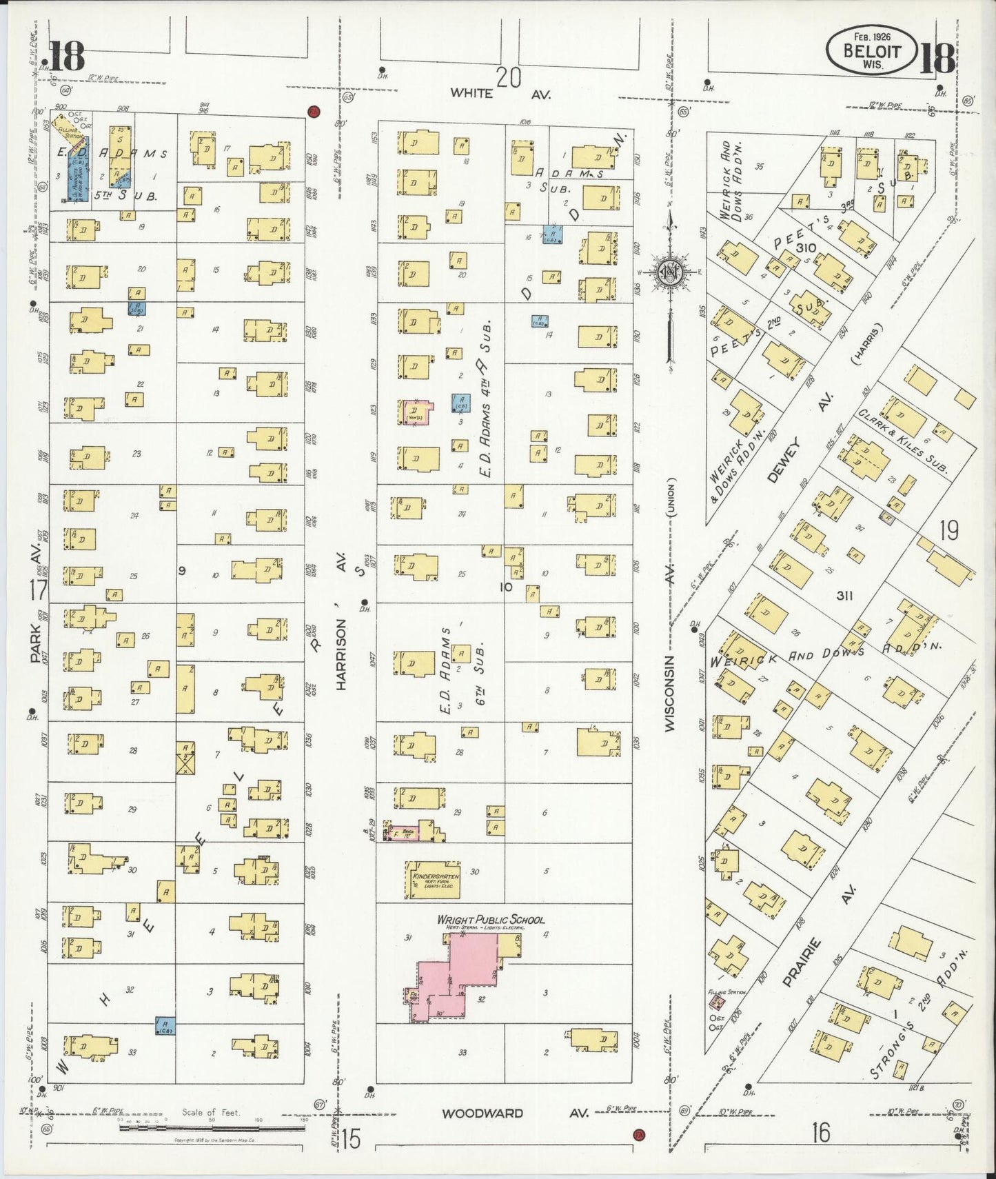 Sanborn Fire Insurance Map from Beloit, Rock County, Wisconsin (1926), Sheet #0018 - Complete Map Set gallery image, historic Sanborn map, vintage wall art, Wisconsin Wisconsin