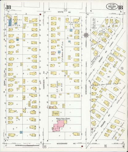 Sanborn Fire Insurance Map from Beloit, Rock County, Wisconsin (1926), Sheet #0018 - Complete Map Set gallery image, historic Sanborn map, vintage wall art, Wisconsin Wisconsin