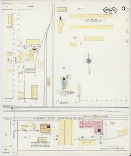 Sanborn Fire Insurance Map from Tiptonville, Lake County, Tennessee (1914), Sheet #0003 - Historic Sanborn Fire Insurance Map Print, vintage old map wall art, antique decor, genealogy gift, Tennessee Tennessee map