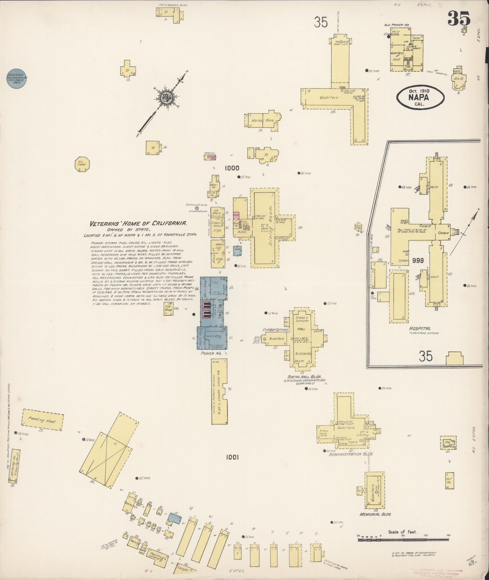 Sanborn Fire Insurance Map from Napa, Napa County, California (1910), Sheet #0035 - Historic Sanborn Fire Insurance Map Print, vintage old map wall art, antique decor, genealogy gift, California California map