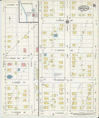 Sanborn Fire Insurance Map from Montevideo, Chippewa County, Minnesota (1917), Sheet #0009 - Complete Map Set gallery image, historic Sanborn map, vintage wall art, Minnesota Minnesota