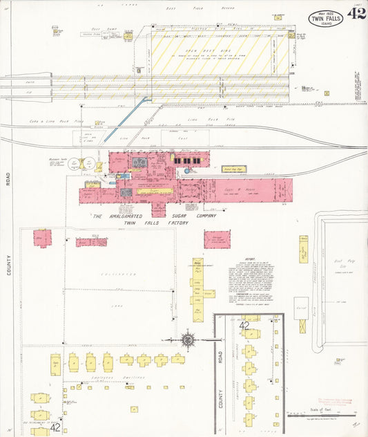 Sanborn Fire Insurance Map from Twin Falls, Twin Falls County, Idaho (1922), Sheet #0042 - Historic Sanborn Fire Insurance Map Print, vintage old map wall art, antique decor, genealogy gift, Falls Idaho map