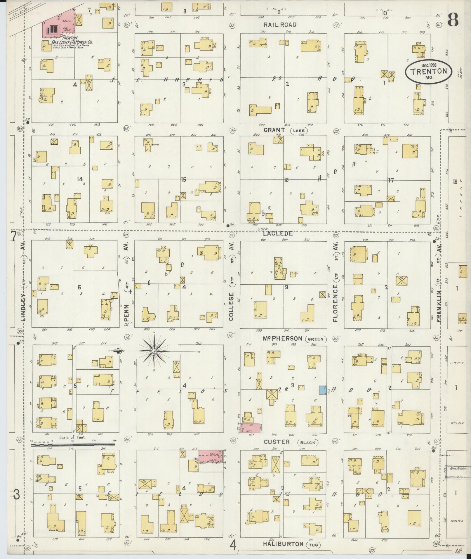 Sanborn Fire Insurance Map from Trenton, Grundy County, Missouri (1898), Sheet #0008 - Complete Map Set gallery image, historic Sanborn map, vintage wall art, Missouri Missouri
