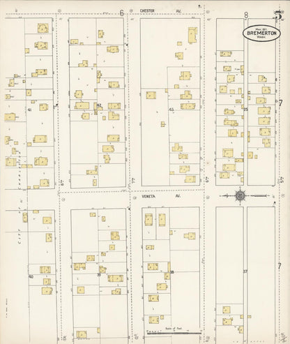 Sanborn Fire Insurance Map from Bremerton, Kitsap County, Washington (1911), Sheet #0005 - Complete Map Set gallery image, historic Sanborn map, vintage wall art, Washington Washington