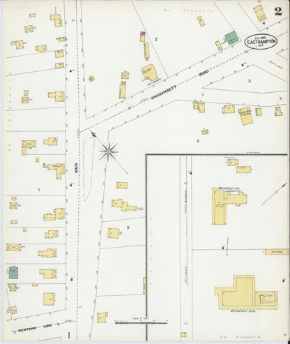 Sanborn Fire Insurance Map from Easthampton, Suffolk County, New York (1902), Sheet #0002 - Complete Map Set gallery image, historic Sanborn map, vintage wall art, New York New York