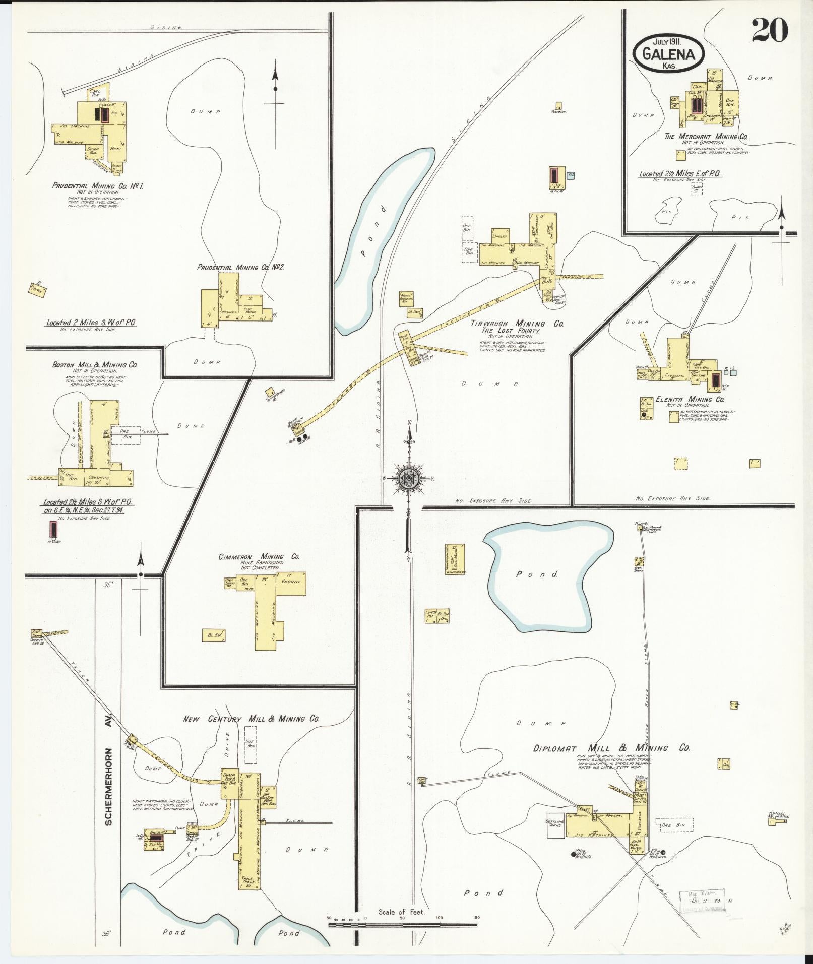 Sanborn Fire Insurance Map from Galena, Cherokee County, Kansas (1911), Sheet #0020 - Historic Sanborn Fire Insurance Map Print, vintage old map wall art, antique decor, genealogy gift, Kansas Kansas map