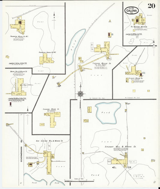 Sanborn Fire Insurance Map from Galena, Cherokee County, Kansas (1911), Sheet #0020 - Historic Sanborn Fire Insurance Map Print, vintage old map wall art, antique decor, genealogy gift, Kansas Kansas map