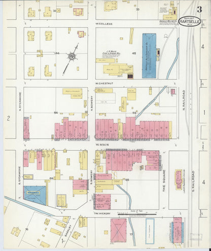 Sanborn Fire Insurance Map from Hartselle, Morgan County, Alabama (1917), Sheet #0003 - Complete Map Set gallery image, historic Sanborn map, vintage wall art, Alabama Alabama