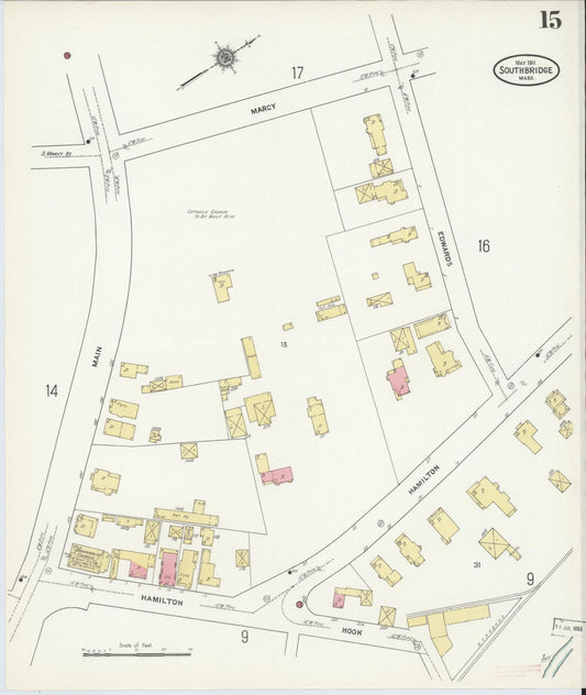 Sanborn Fire Insurance Map from Southbridge, Worcester County, Massachusetts (1911), Sheet #0015 - Historic Sanborn Fire Insurance Map Print, vintage old map wall art, antique decor, genealogy gift, Massachusetts Massachusetts map