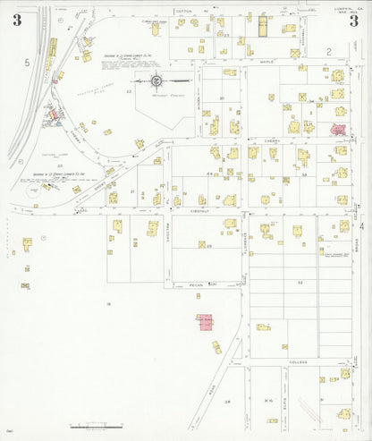 Sanborn Fire Insurance Map from Lumpkin, Stewart County, Georgia (1933), Sheet #0003 - Complete Map Set gallery image, historic Sanborn map, vintage wall art, Georgia Georgia