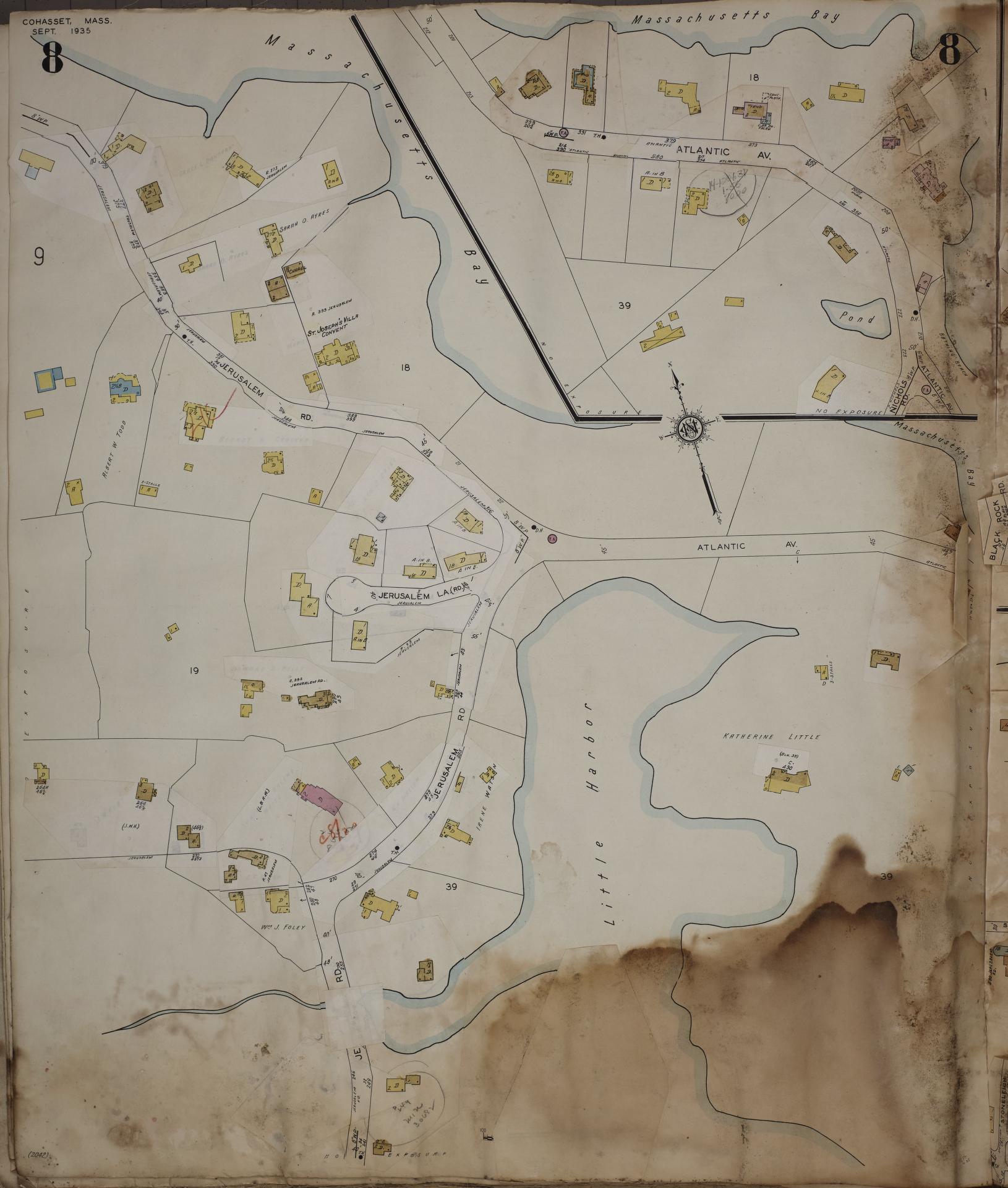 Sanborn Fire Insurance Map from Cohasset, Norfolk County, Massachusetts (1963), Sheet #0008 - Historic Sanborn Fire Insurance Map Print, vintage old map wall art, antique decor, genealogy gift, Massachusetts Massachusetts map