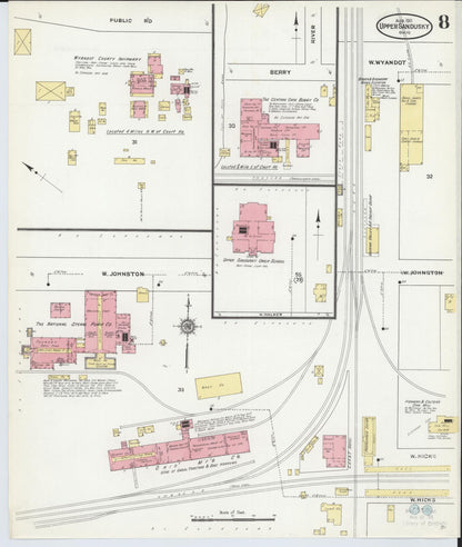 Sanborn Fire Insurance Map from Upper Sandusky, Wyandot County, Ohio (1911), Sheet #0008 - Historic Sanborn Fire Insurance Map Print, vintage old map wall art, antique decor, genealogy gift, Ohio Ohio map