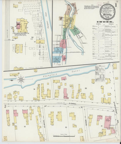 Sanborn Fire Insurance Map from Whitehall, Washington County, New York (1896), Sheet #0001 - Complete Map Set gallery image, historic Sanborn map, vintage wall art, New York New York